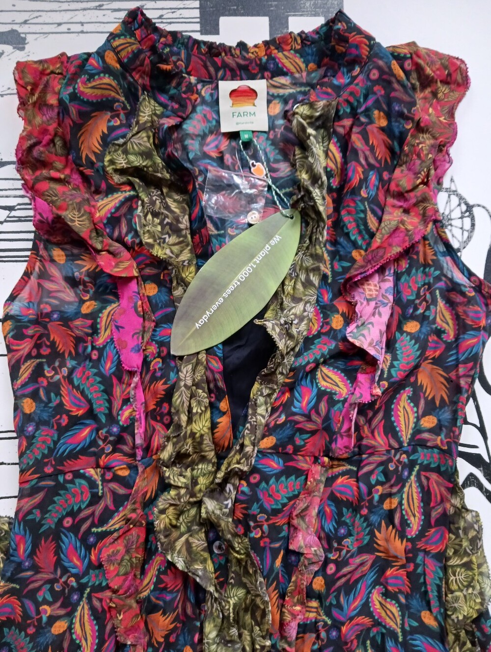 NWT Farm Riomixed Mini Prints Midi Dress Size M - Picture 5 of 12
